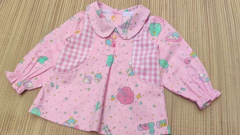 Pocket top cutting and stitching for baby girls.