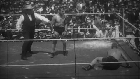 International Heavyweight Championship, Squires vs. Burns, Ocean View (1907 Black & White Film)