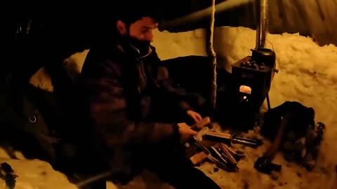 3 Days SOLO SURVIVAL CAMPING In DEEP SNOW - Winter Storm Bushcraft Hot Tent Camp - Stove Cooking