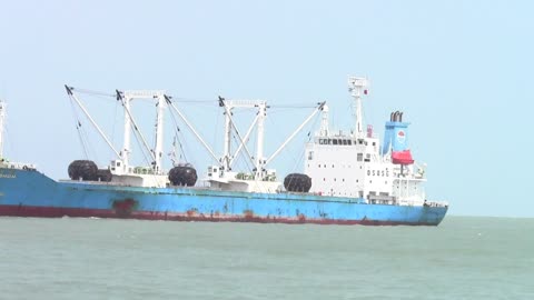 Cargo Ship coming into Songkhla Port Thailand