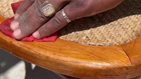 How rattan frameworks are repaired before weaving.