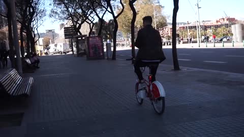 People Reactions To Man Riding On A Red Bicycle