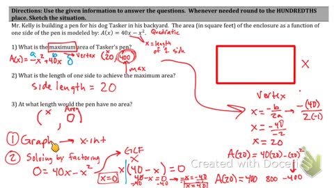 Modeling with Quadratic Functions