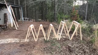 Having Fun Turning a Log Into Useful Sawhorses!