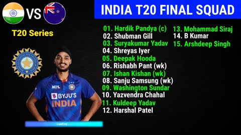 India vs New Zealand T20 Series 2022 India Team New & Final T20 Squad IND Squad for NZ