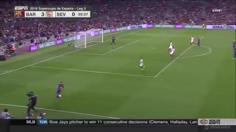 Messi Amazing Goal With Header Barcelona vs Sevilla