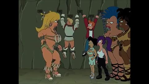 Futurama Fry gets snu snu to death by the Amazonian women with big boobs