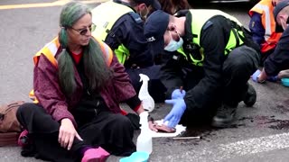Police un-glue climate activists from UK highway