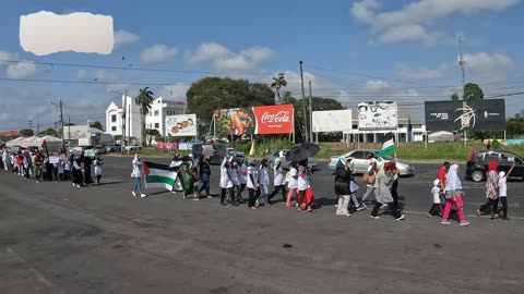 I'm so full of grief : Persons take to the streets of Georgetown Guyana in support for Gaza