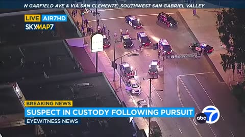 Police use spike strip to end SUV pursuit in San Gabriel Valley.