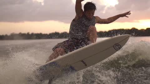 Super slow motion wakeboarding and wakesurfing