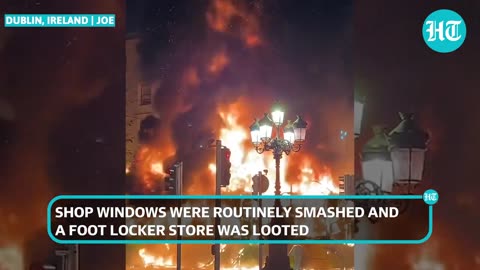 Dublin: Riot Police Attacked, Vehicles Torched & Shops Looted Over Stabbing Of Kids | Watch