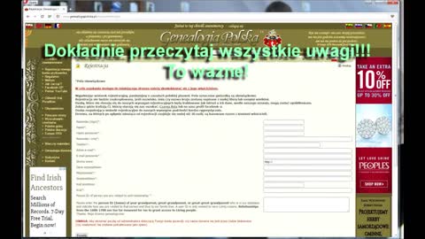 Rejestracja konta na portalu Genealogia Polska