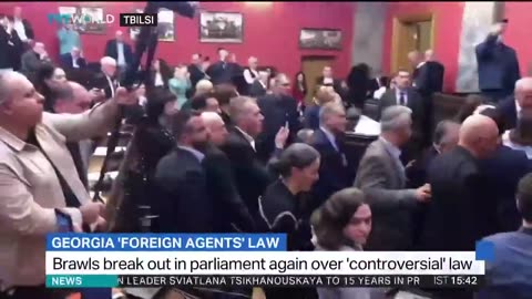 Brawl breaks out in Georgia's parliament over "foreign agent" law being backed by ruling party