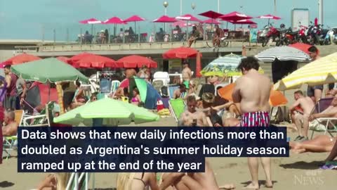 Crowded beaches in Argentina as cases rise during vacations