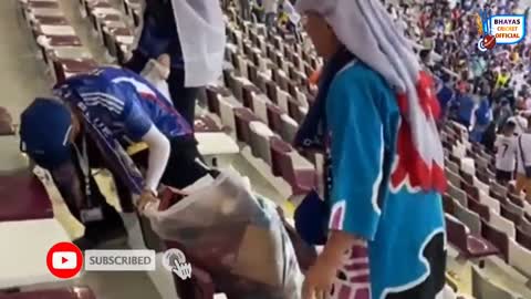Japanese Fans Cleaning Stadium After Japan Vs Germany Match Fifa World Cup 2022