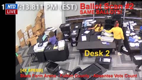 After a closer look, ballot stacks were scanned multiple times at the State Farm Arena after ~11 PM