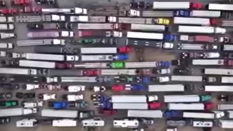Drone footage of the US freedom convoy