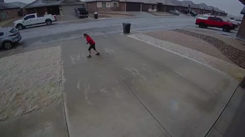 Little Girl Slips And Falls While Running Infront Of Her House