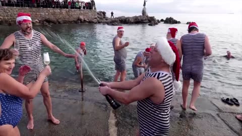 Swimmers take New Year plunge in Croatia