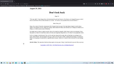 Just for Today - Don't look back - 8-29-2021