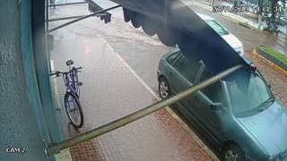 Slippery Sidewalk Ends Chase Between Dog and Cyclist