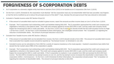 S Corporation Debt Forgiveness - Is it Taxable Income?