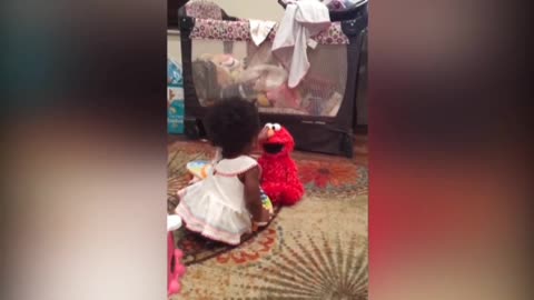 Baby gets scared when doll suddenly starts talking 🤣