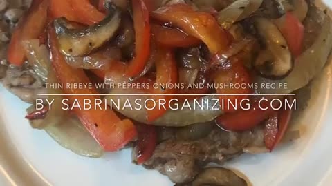KETO STYLE RIB EYE RECIPE WITH RED PEPPERS, ONIONS, AND MUSHROOM
