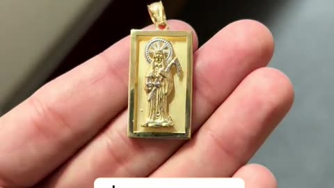 Real Gold Santa Muerte / Holy Death Pendant