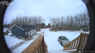 School Bus Waits For Slipping and Sliding Student