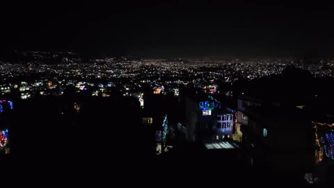 Night time scene during Tihar festival, Kathmandu Valley