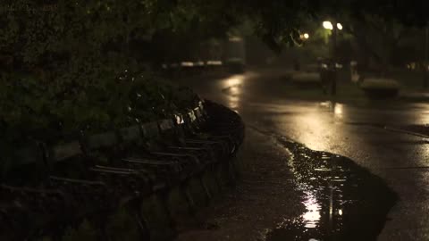 Soothing Gentle Spring Rain in the Old Park at Night - 10 Hours for Relaxation and Sleep
