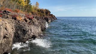 Lake Superior Bashing into a Rocky Shore