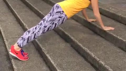 Home Exercise Routine: Staircase Pushups