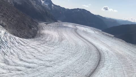 Flying over a glacier