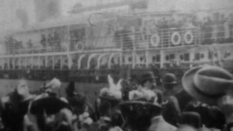 Steamship "Coptic" At Dock (1897 Original Black & White Film)
