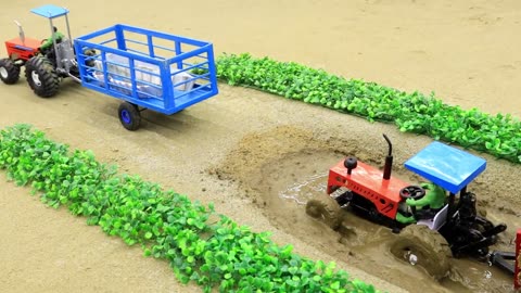 Diy Mini Tractor Trolley_ Dangerous Stuck, In Mud Science_ perfect , Cartoon video