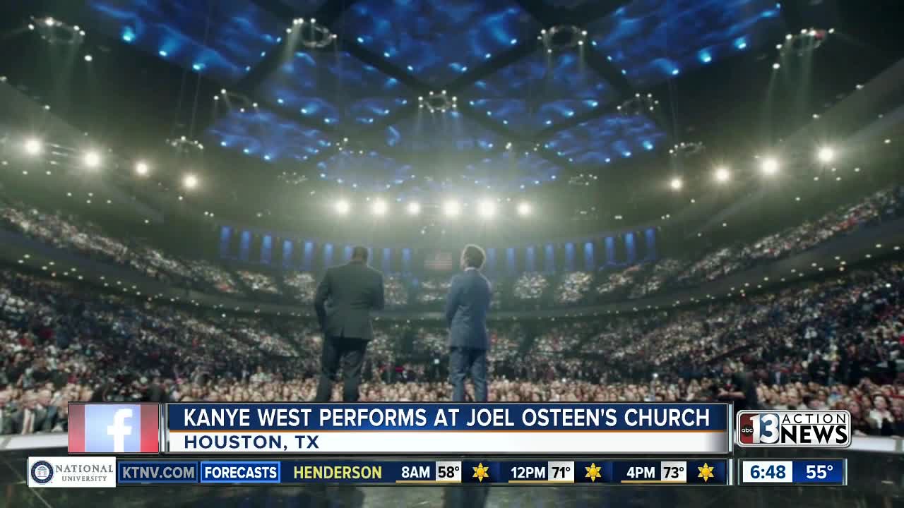 Kanye West performs at Joel Osteen's church