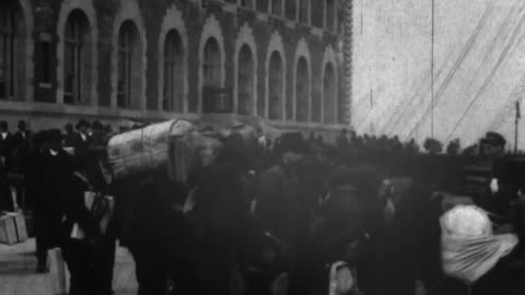 Arrival Of Immigrants, Ellis Island (1906 Original Black & White Film)