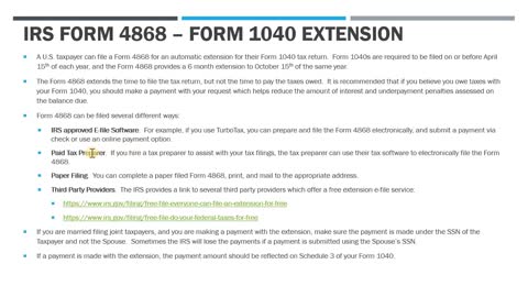 How to File IRS Form 4868 - Extension Request for Form 1040