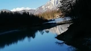 Beautiful lake with mountain view