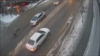 Slick Roads Causes Mayhem for Pedestrians