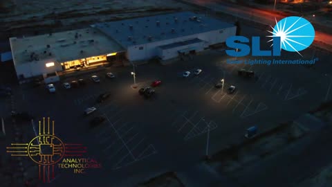 Night Time Stealth LED Streetlight Drone Footage from Solar Lighting International