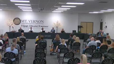 Doctor Dan Stock at Mt Vernon Community Schools board meeting