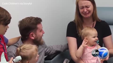 Mom cries as young daughter hears for first time thanks to cochlear implants
