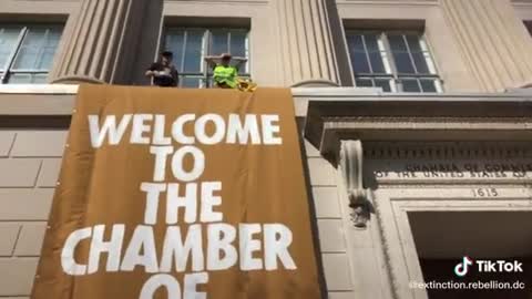 PURE EVIL: Climate Activists ASSAULT Our Sacred Buildings -- the Chamber of Commerce
