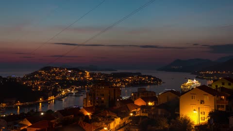 sunset, sea, city, interval, time lapse, summer, croatia,