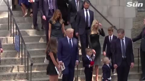 Ivana Trump funeral - Rarely seen Barron Trump towers over family