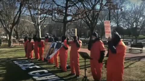 Washington DC, Happening Now: Protesters At White House Demand Biden Close Guantanamo.